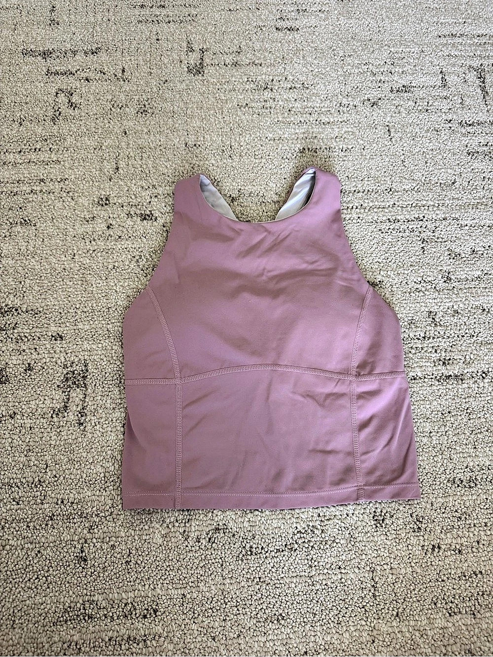High-Neck Cross-Back Tank Top Pink